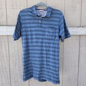 Men's Columbia Blue Striped Short Sleeve Comfy Cotton Polo Shirt Large